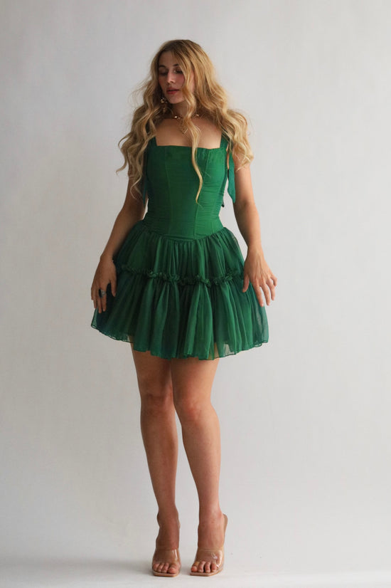 The Siena Mini Dress in Evergreen