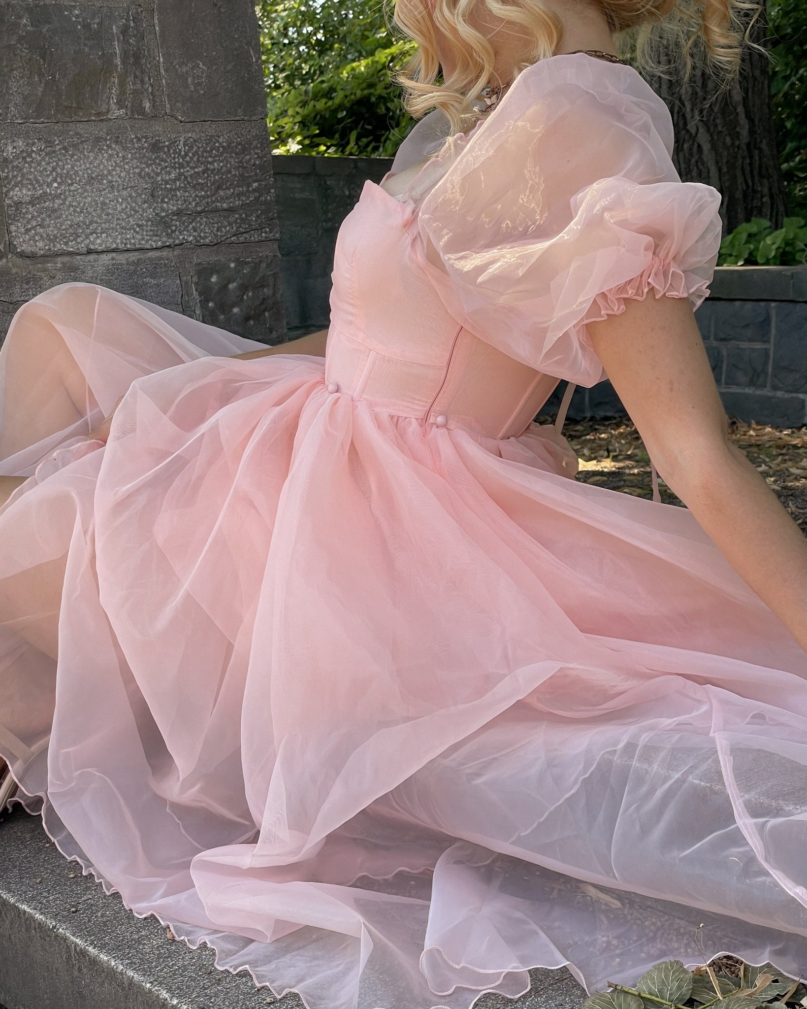 Venetian rose tulle clearance gown